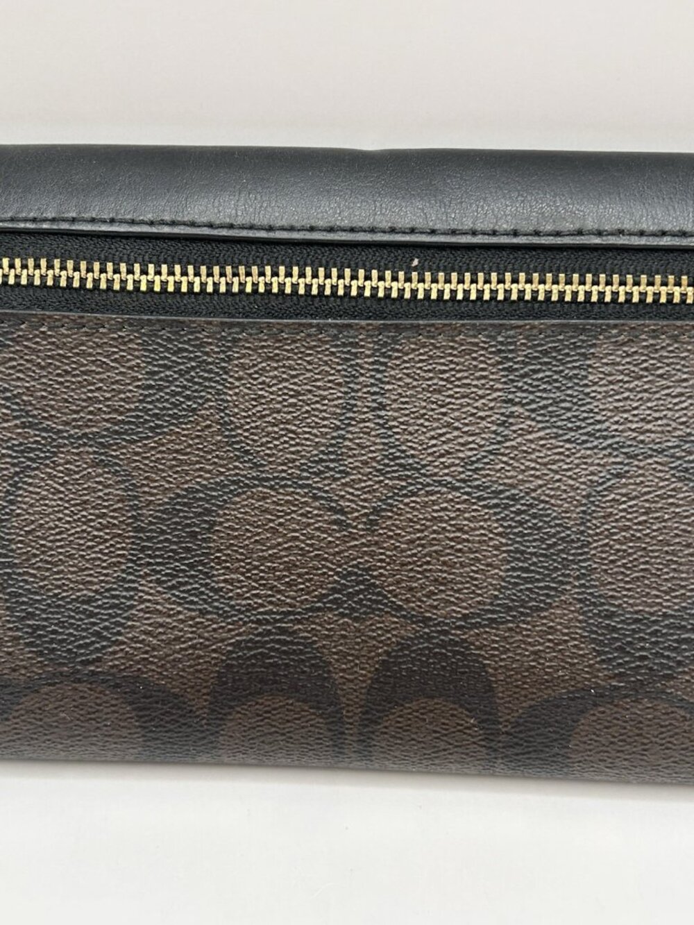 Coach F57319 Signature Monogram Tri-Fold Long Checkbook Wallet PVC Leather Brown - Picture 8 of 16